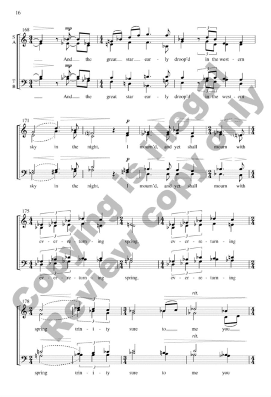 When Lilacs Last in the Dooryard Bloomed (Choral Score) 4-Part scores gallery preview page 15