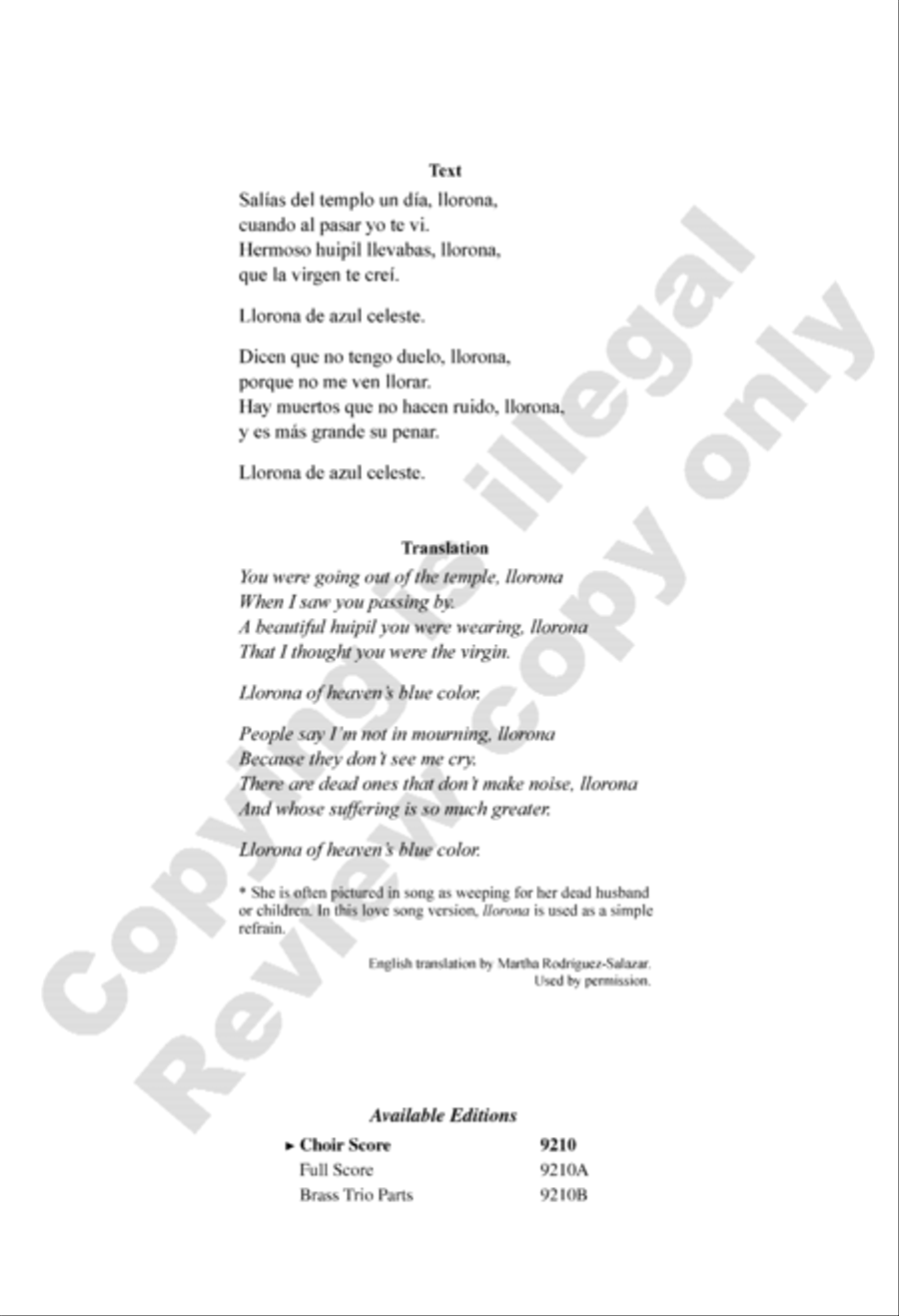 La Llorona (Choral Score) SA scores gallery preview page 2