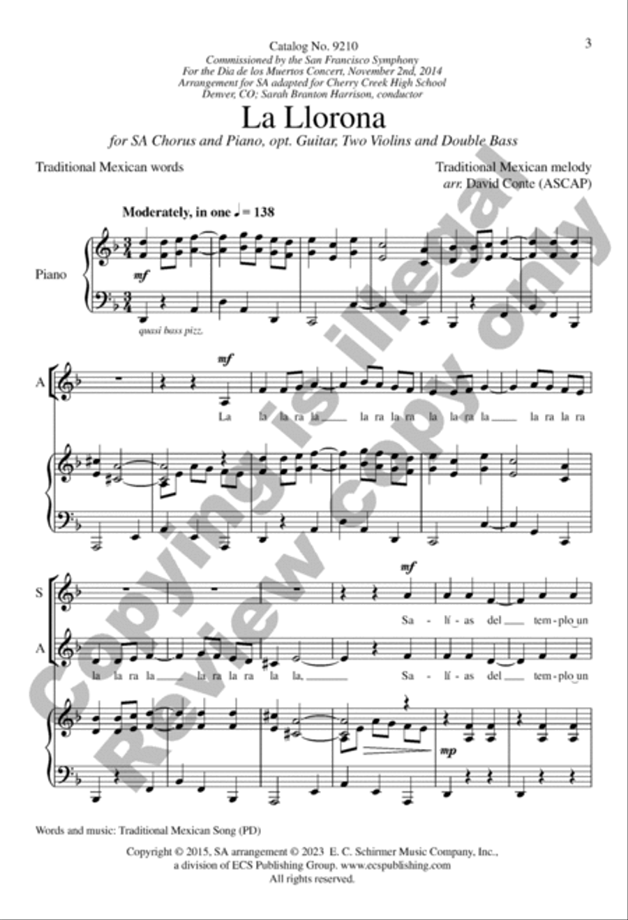 La Llorona (Choral Score) SA scores gallery preview page 3