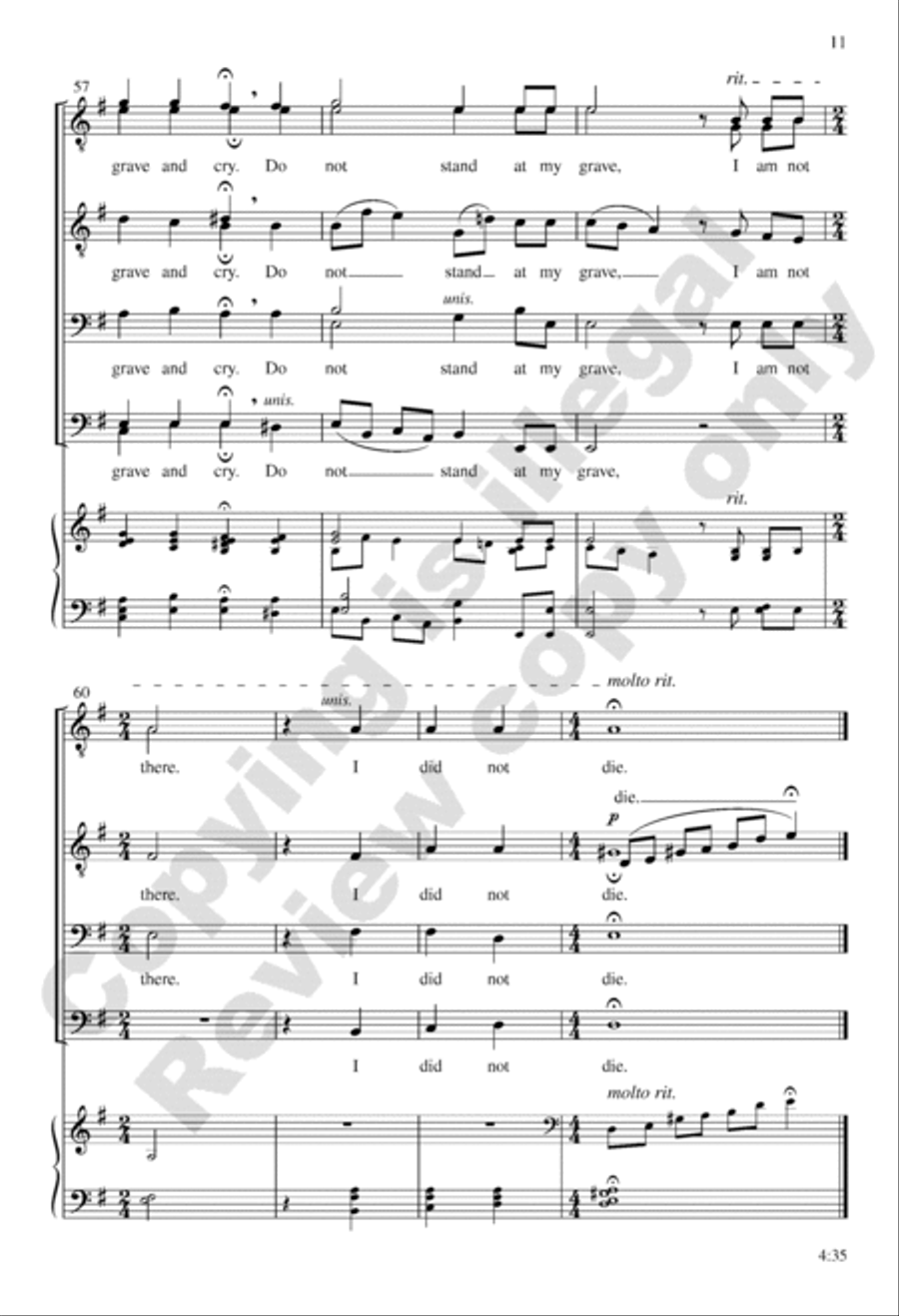 Do Not Stand at My Grave and Weep TTBB scores gallery preview page 11