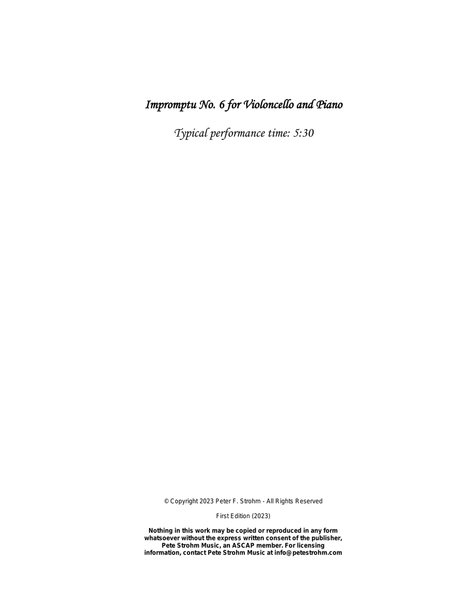 Impromptu No. 6 for Violoncello and Piano Chamber Music scores gallery preview page 3