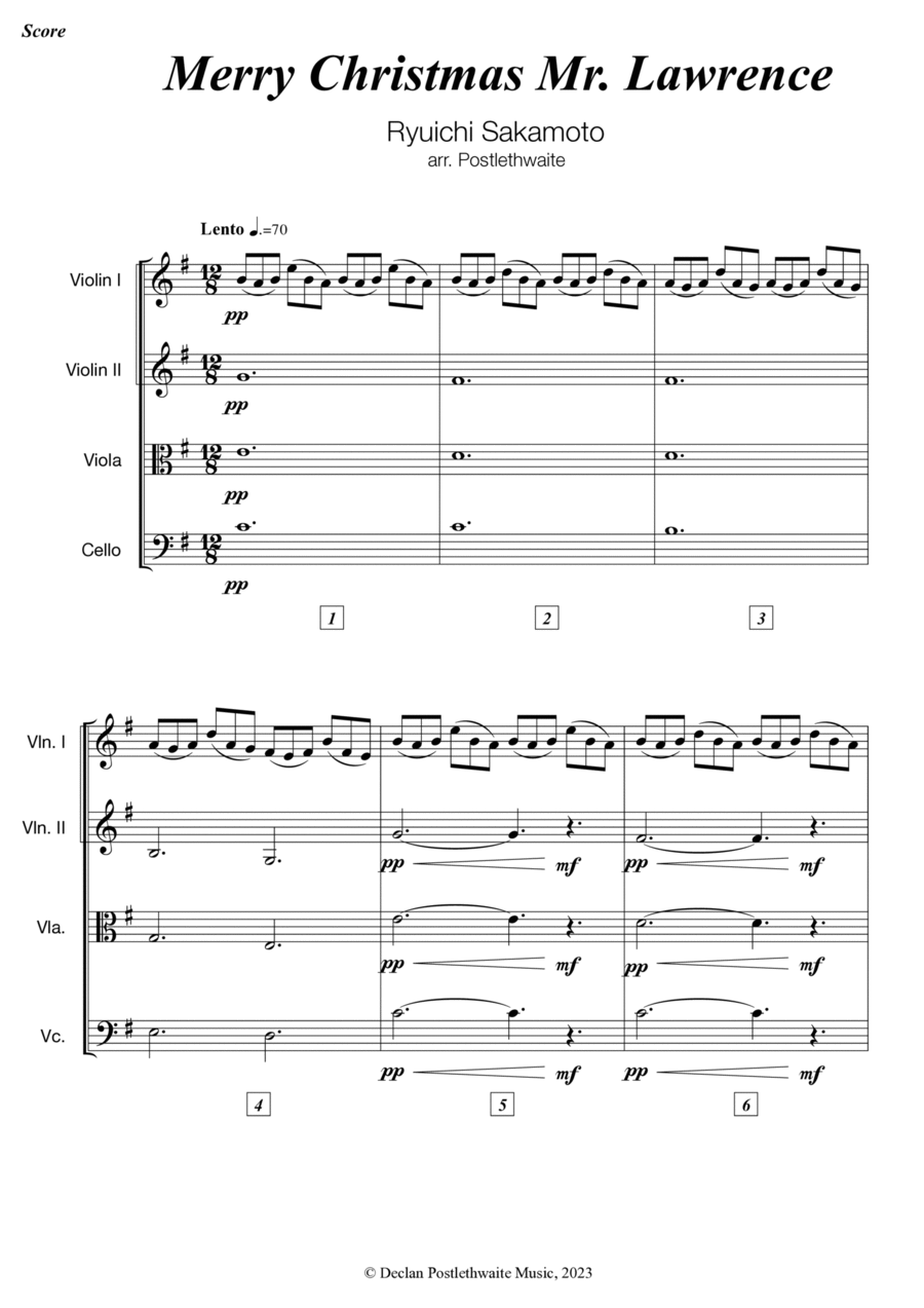 Merry Christmas Mr. Lawrence Cello scores gallery preview page 1