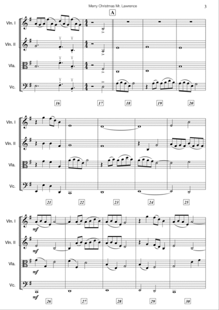 Merry Christmas Mr. Lawrence Cello scores gallery preview page 3