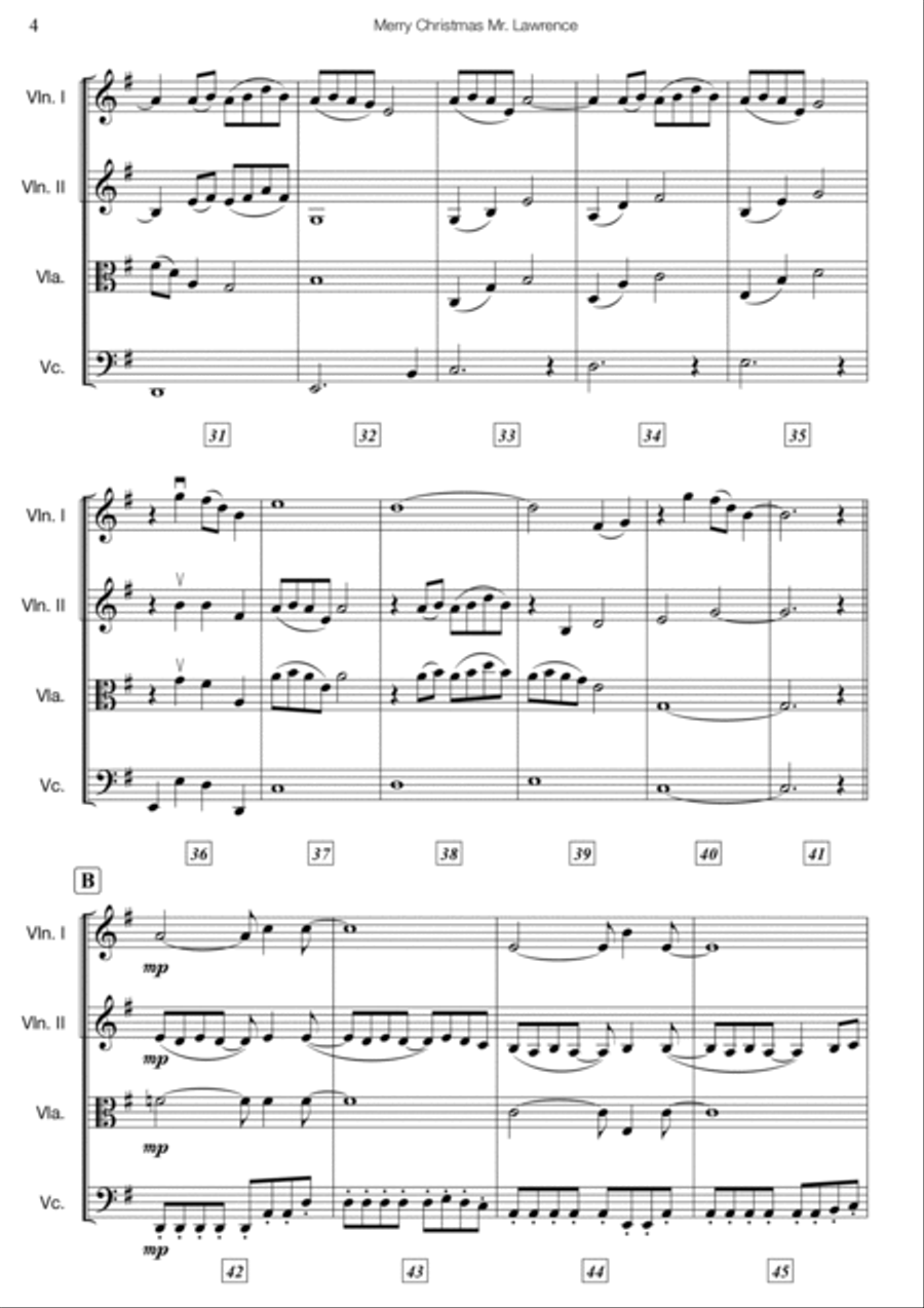 Merry Christmas Mr. Lawrence Cello scores gallery preview page 4
