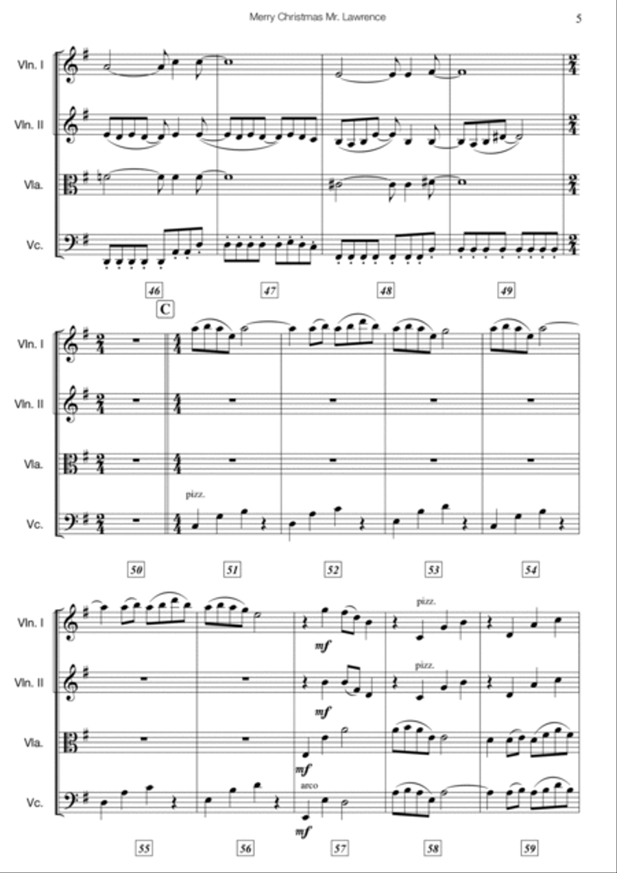 Merry Christmas Mr. Lawrence Cello scores gallery preview page 5
