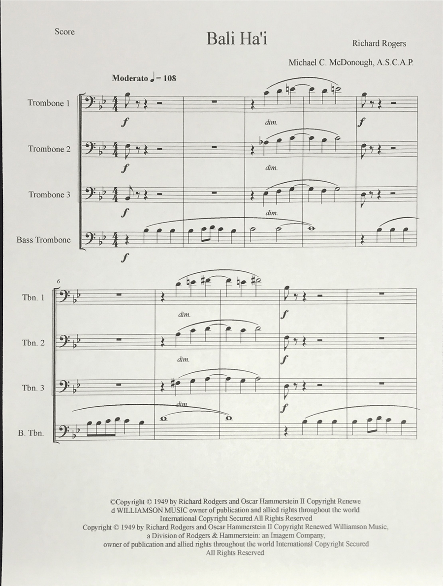 Bali Ha'i Bali Ha'i Small Ensemble scores gallery preview page 2