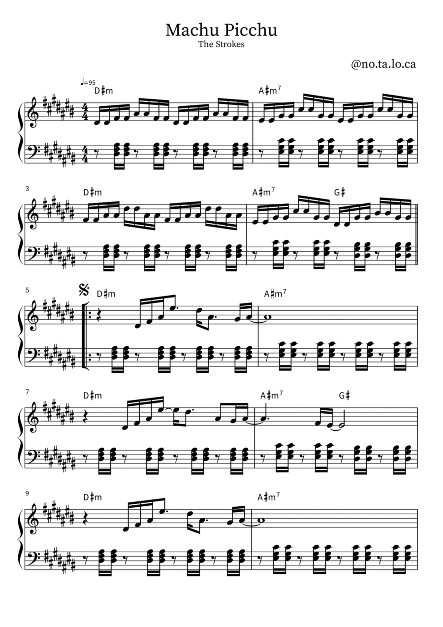 Machu Picchu Piano Solo scores gallery preview page 1