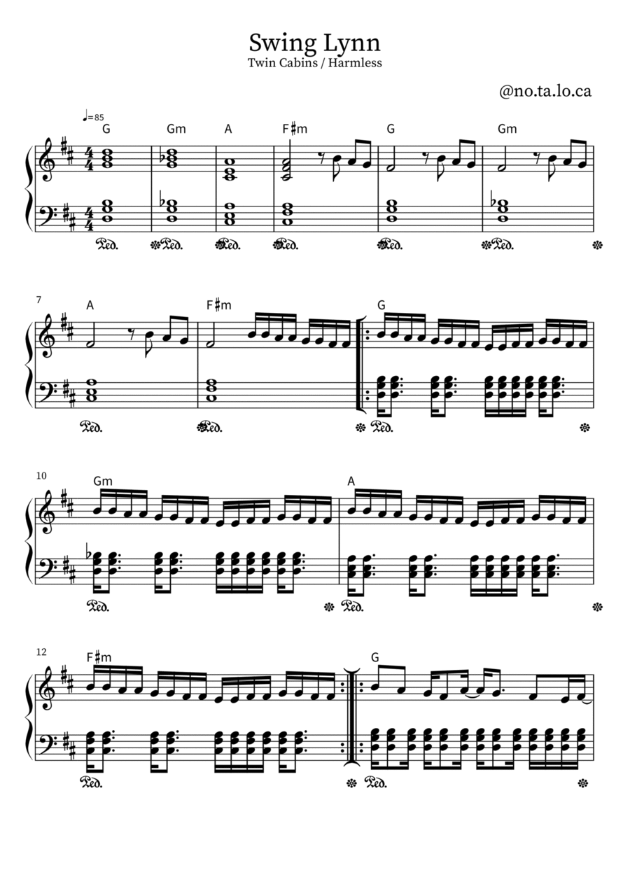 Swing Lynn Easy Piano scores gallery preview page 1
