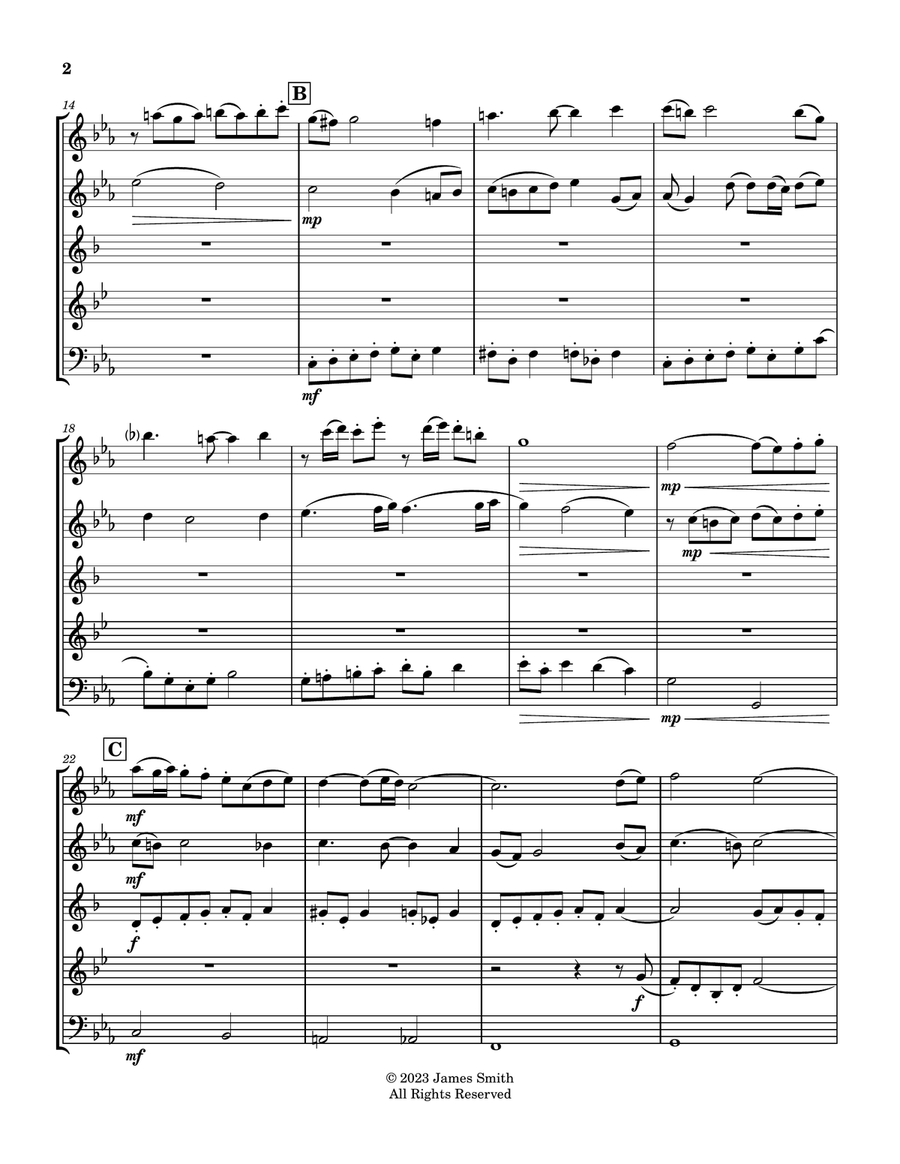 In The Hall Of The Mountain King Fugue for Woodwind Quintet Woodwind Quintet scores gallery preview page 2