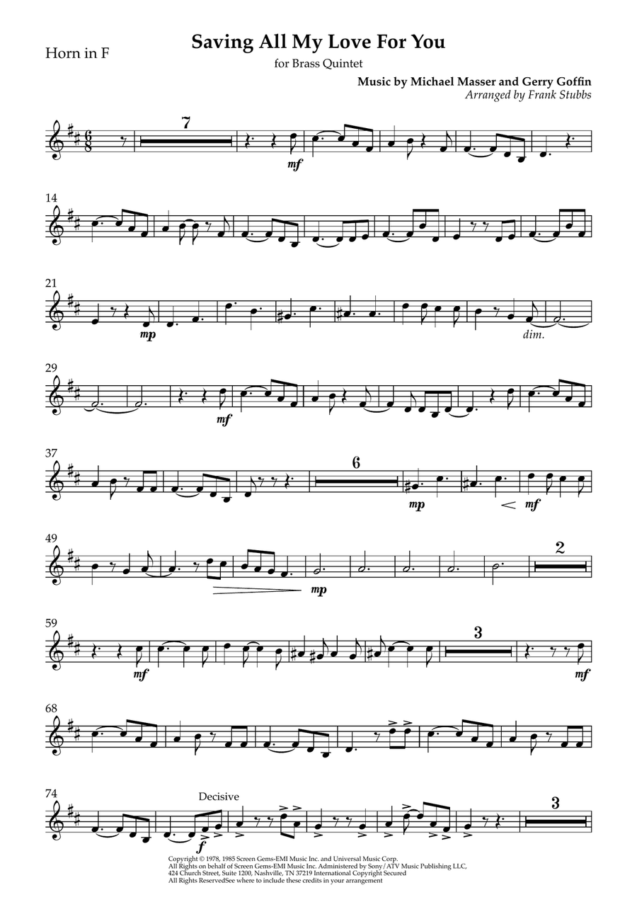 Saving All My Love For You Brass Quintet scores gallery preview page 5