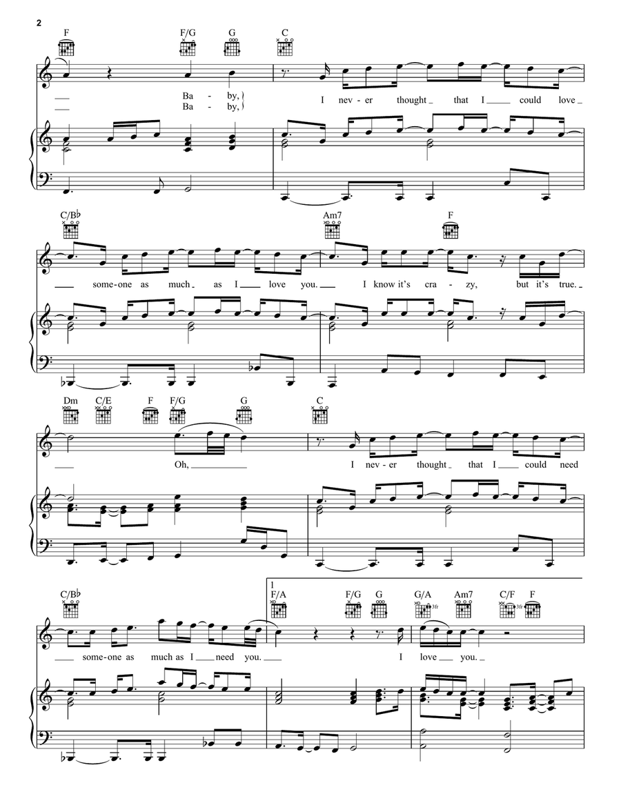 Never Thought (That I Could Love) Piano, Vocal, Guitar scores gallery preview page 2