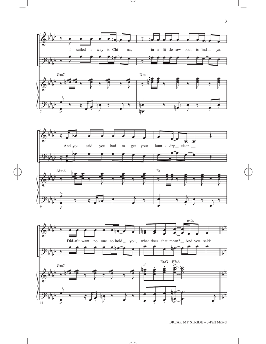 Break My Stride (arr. Mark Brymer) 3-Part scores gallery preview page 2