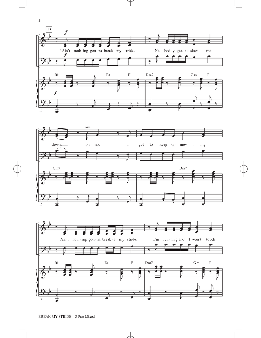 Break My Stride (arr. Mark Brymer) 3-Part scores gallery preview page 3