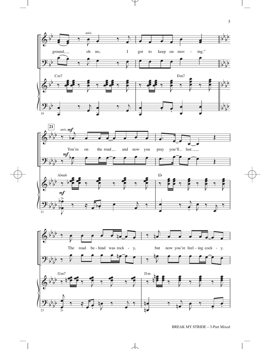 Break My Stride (arr. Mark Brymer) 3-Part scores gallery preview page 4
