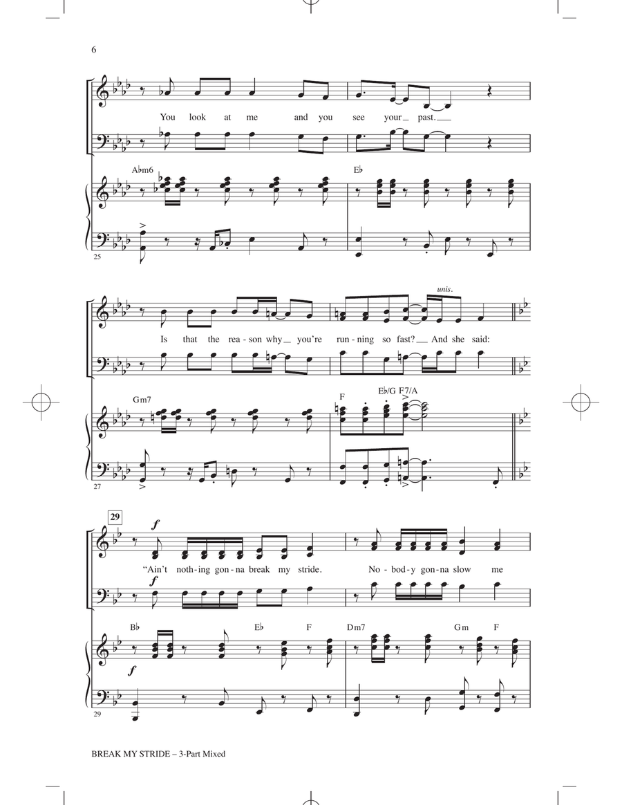 Break My Stride (arr. Mark Brymer) 3-Part scores gallery preview page 5