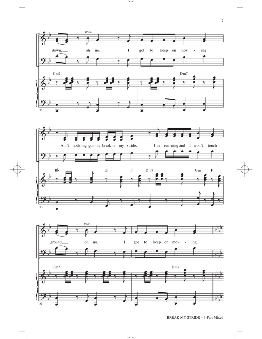 Break My Stride (arr. Mark Brymer) 3-Part scores gallery preview page 6