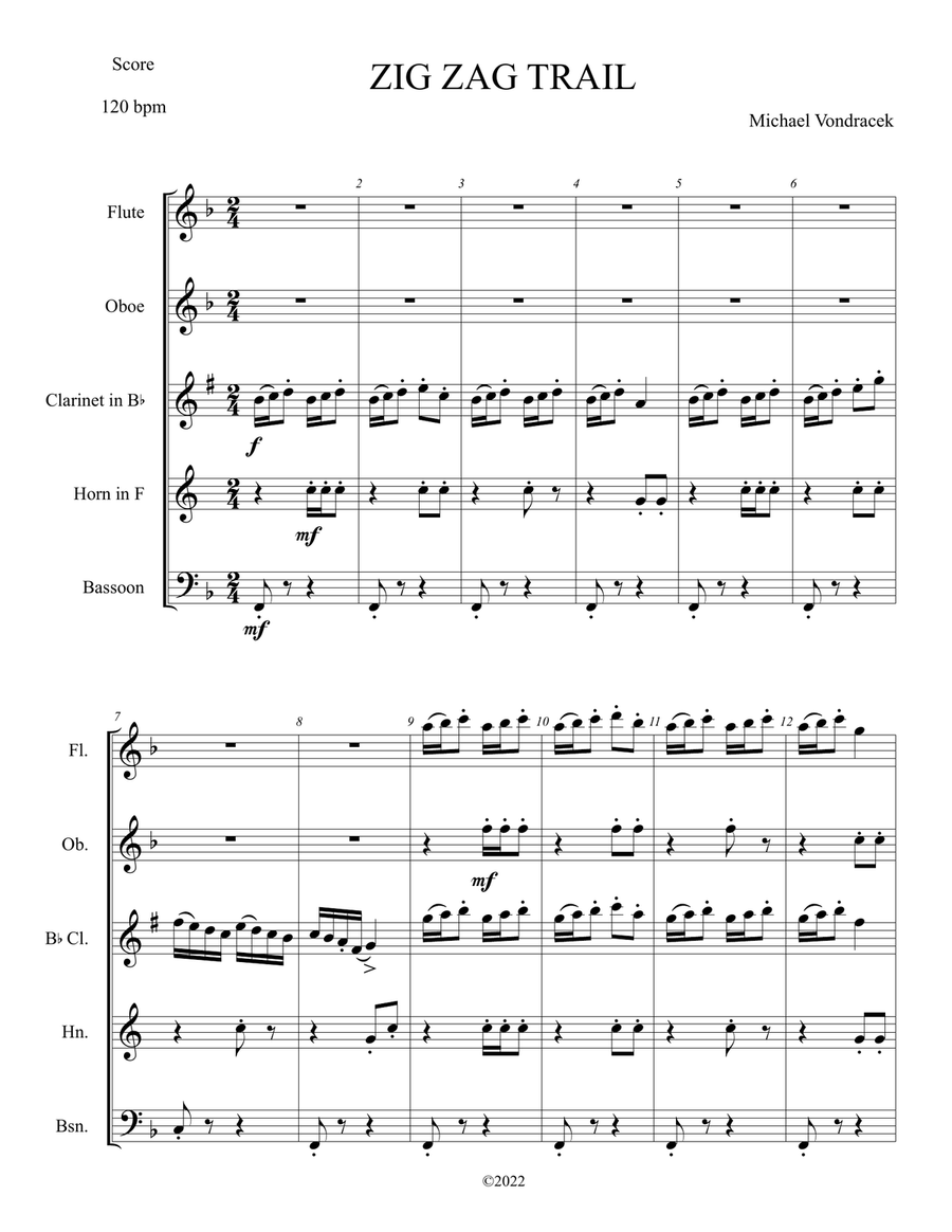 ZIG ZAG TRAIL ZIG ZAG TRAIL Woodwind Quintet scores gallery preview page 2
