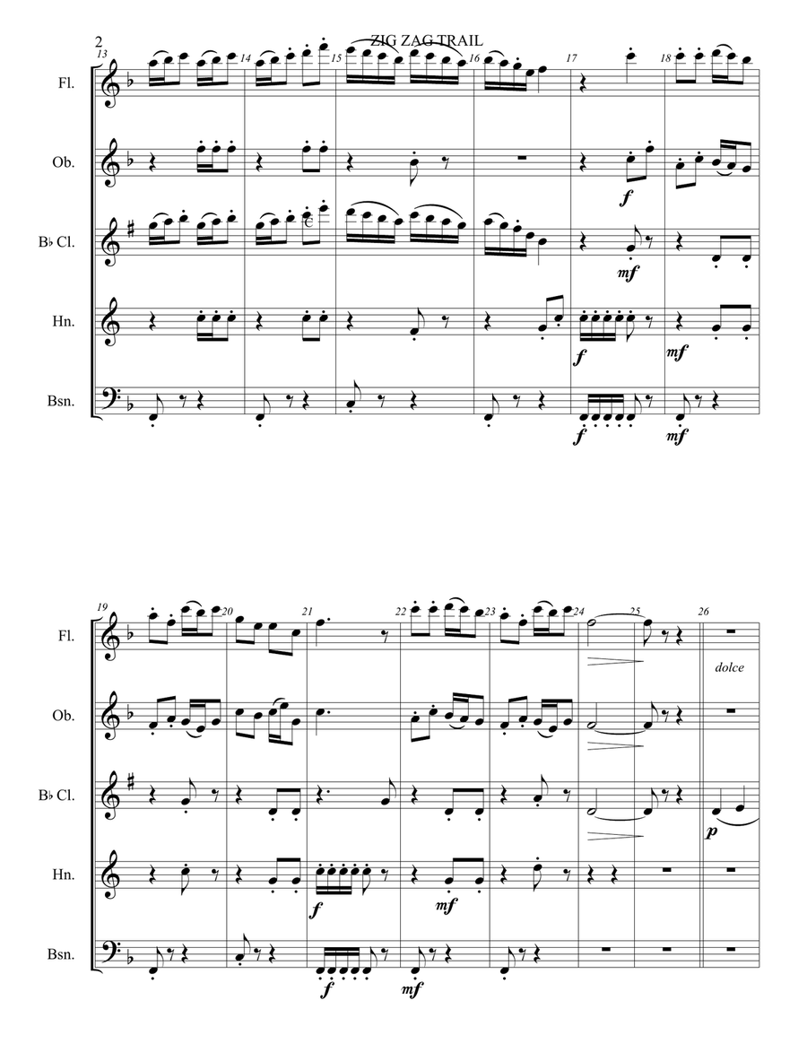 ZIG ZAG TRAIL ZIG ZAG TRAIL Woodwind Quintet scores gallery preview page 3