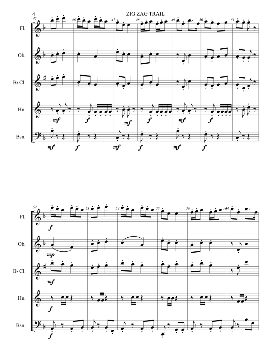 ZIG ZAG TRAIL ZIG ZAG TRAIL Woodwind Quintet scores gallery preview page 5