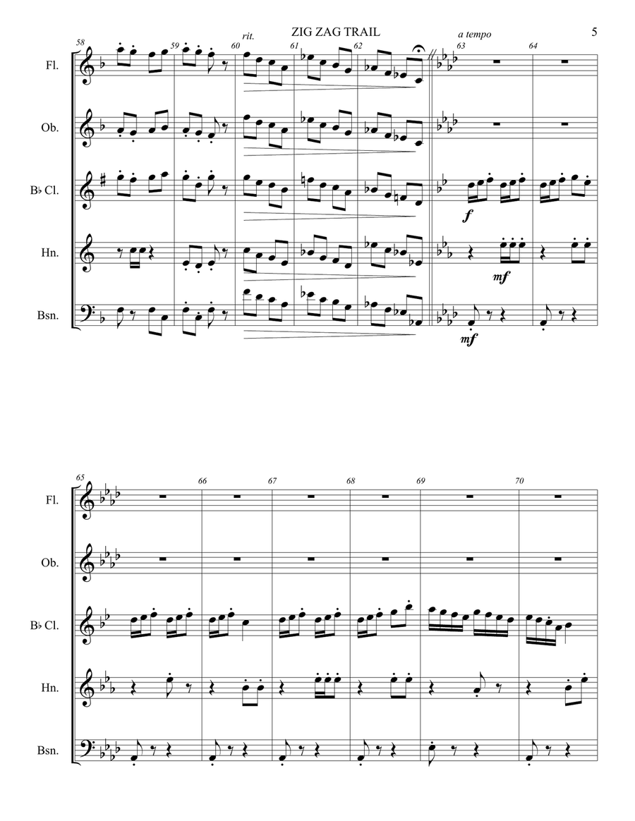 ZIG ZAG TRAIL ZIG ZAG TRAIL Woodwind Quintet scores gallery preview page 6