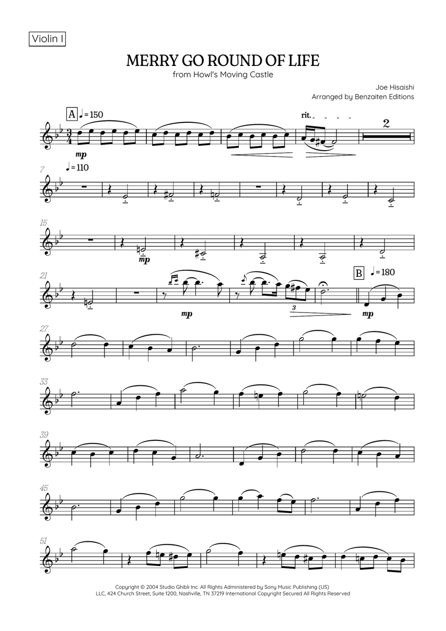 Merry-go-round Of Life String Quartet scores gallery preview page 6