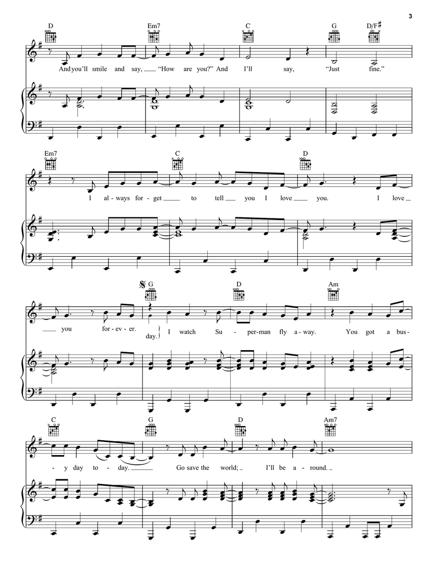 Superman (Taylor's Version) Piano, Vocal, Guitar scores gallery preview page 3