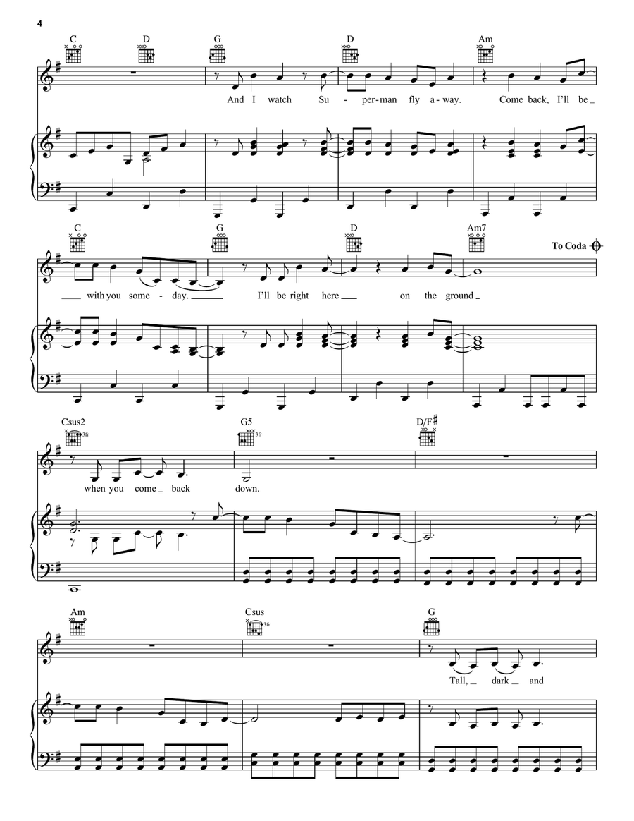 Superman (Taylor's Version) Piano, Vocal, Guitar scores gallery preview page 4