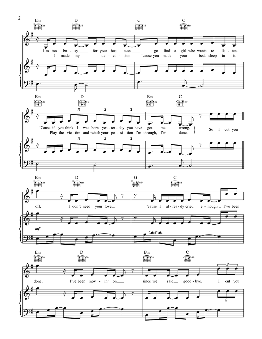 IDGAF IDGAF Piano, Vocal, Guitar scores gallery preview page 2