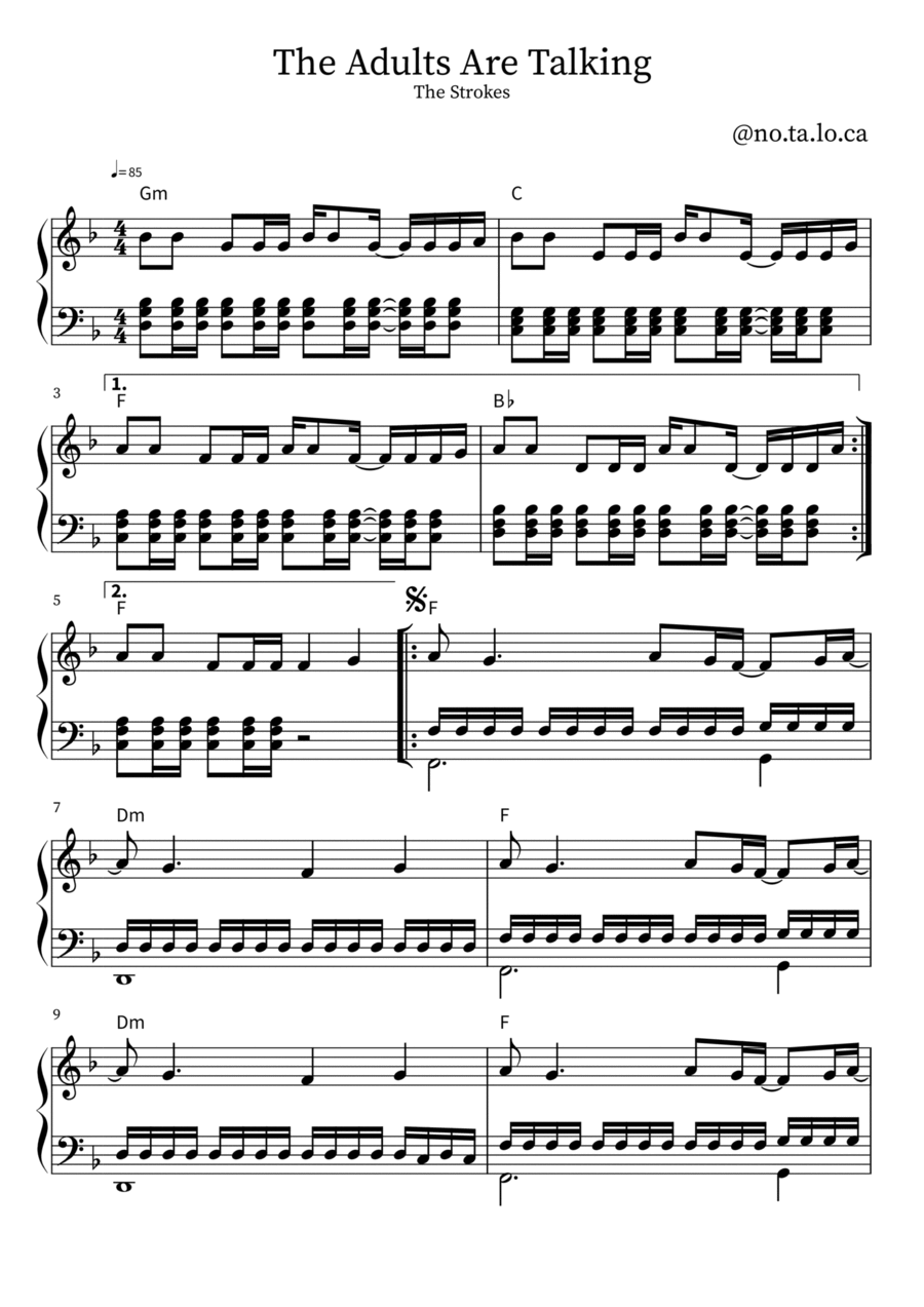 The Adults Are Talking Piano Solo scores gallery preview page 1