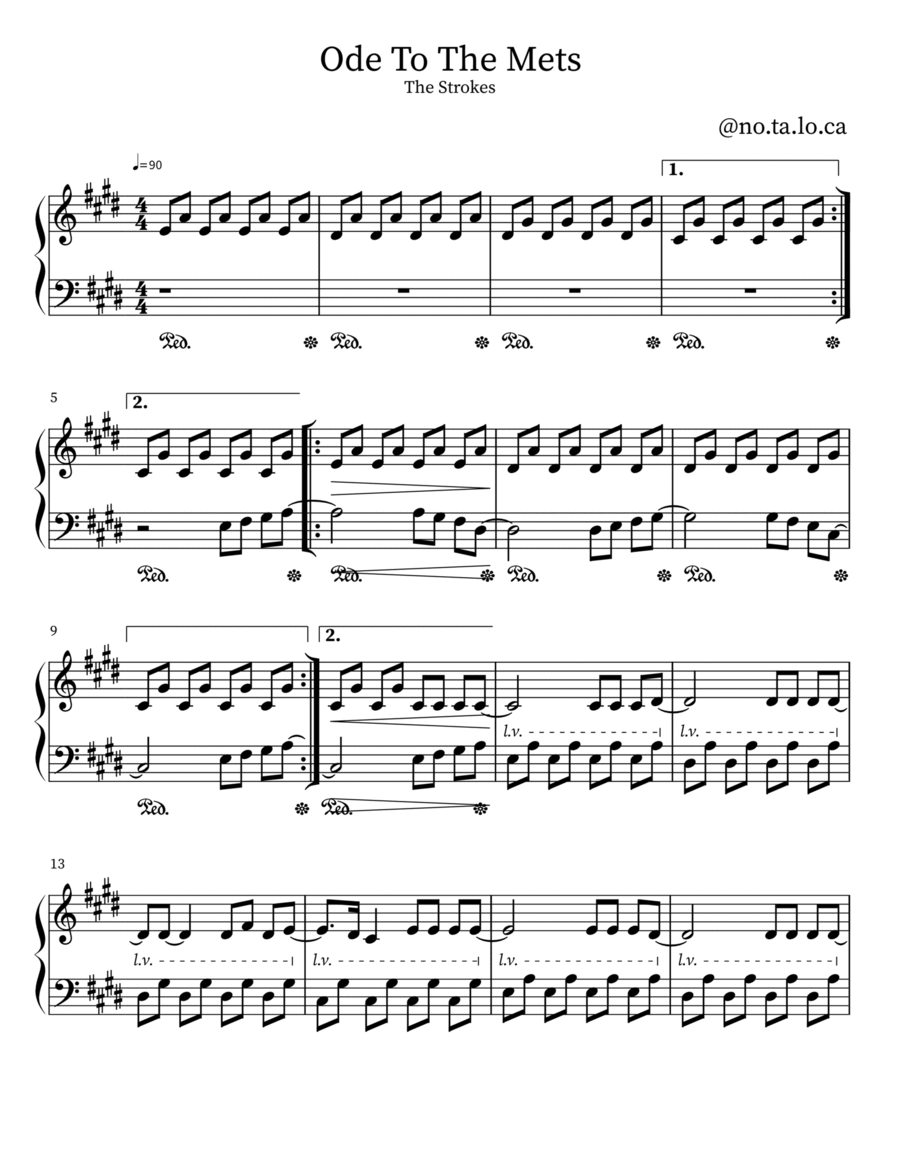 Ode To The Mets Piano Solo scores gallery preview page 1