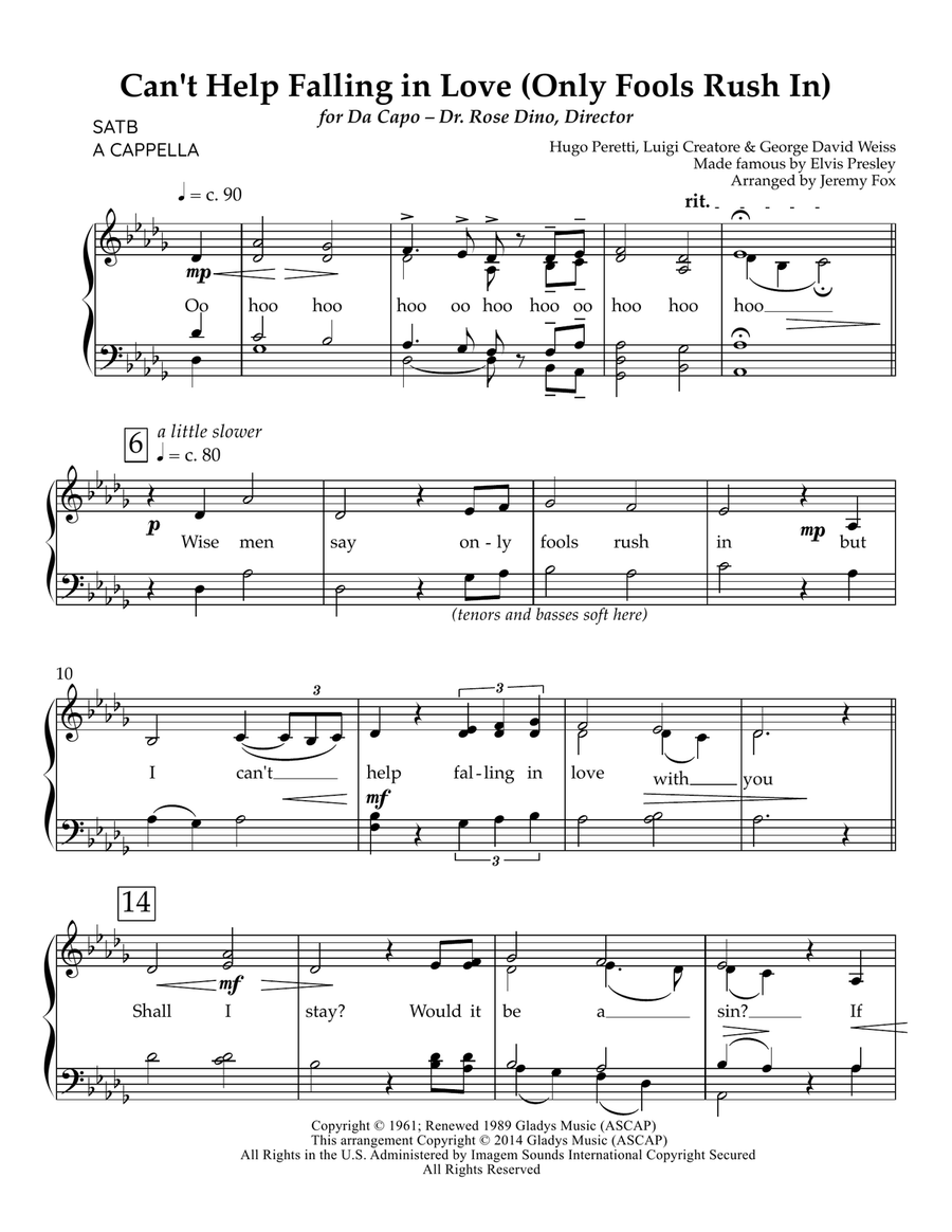Can't Help Falling In Love 4-Part scores gallery preview page 2