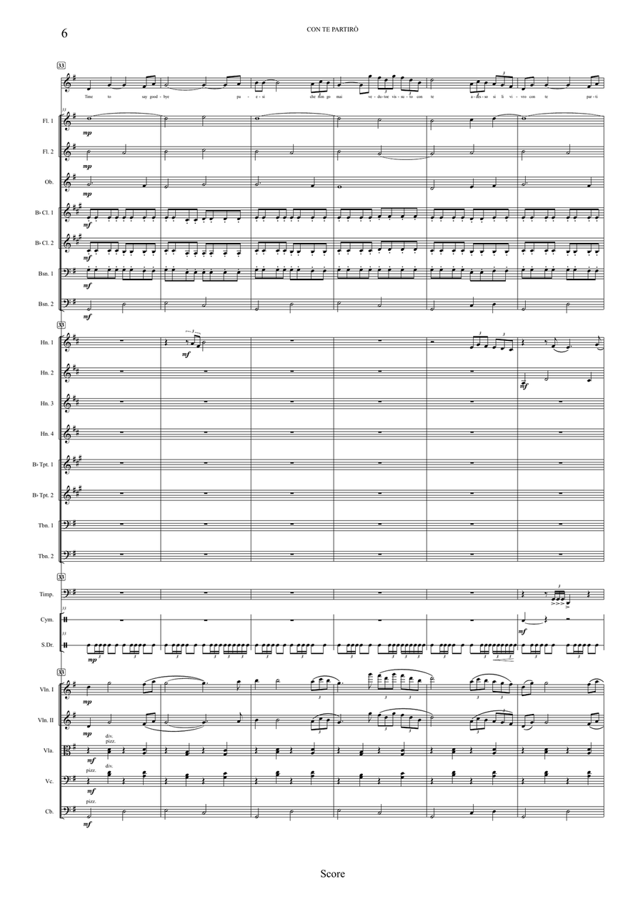 Con Te Partiro (time To Say Goodbye) Full Orchestra scores gallery preview page 6