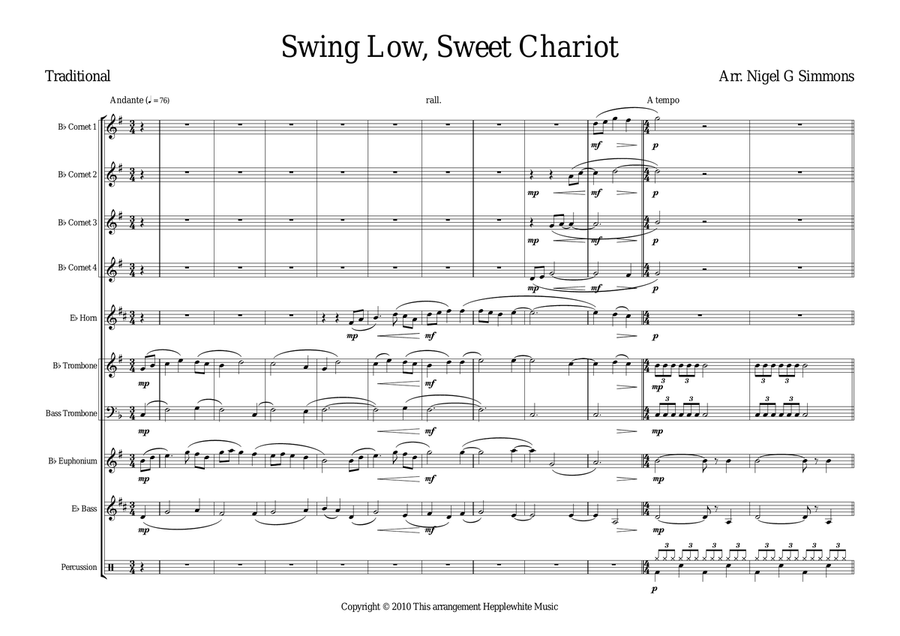 Swing Low, Sweet Chariot (incorporating I Vow To Thee, My Country) Brass Ensemble scores gallery preview page 3
