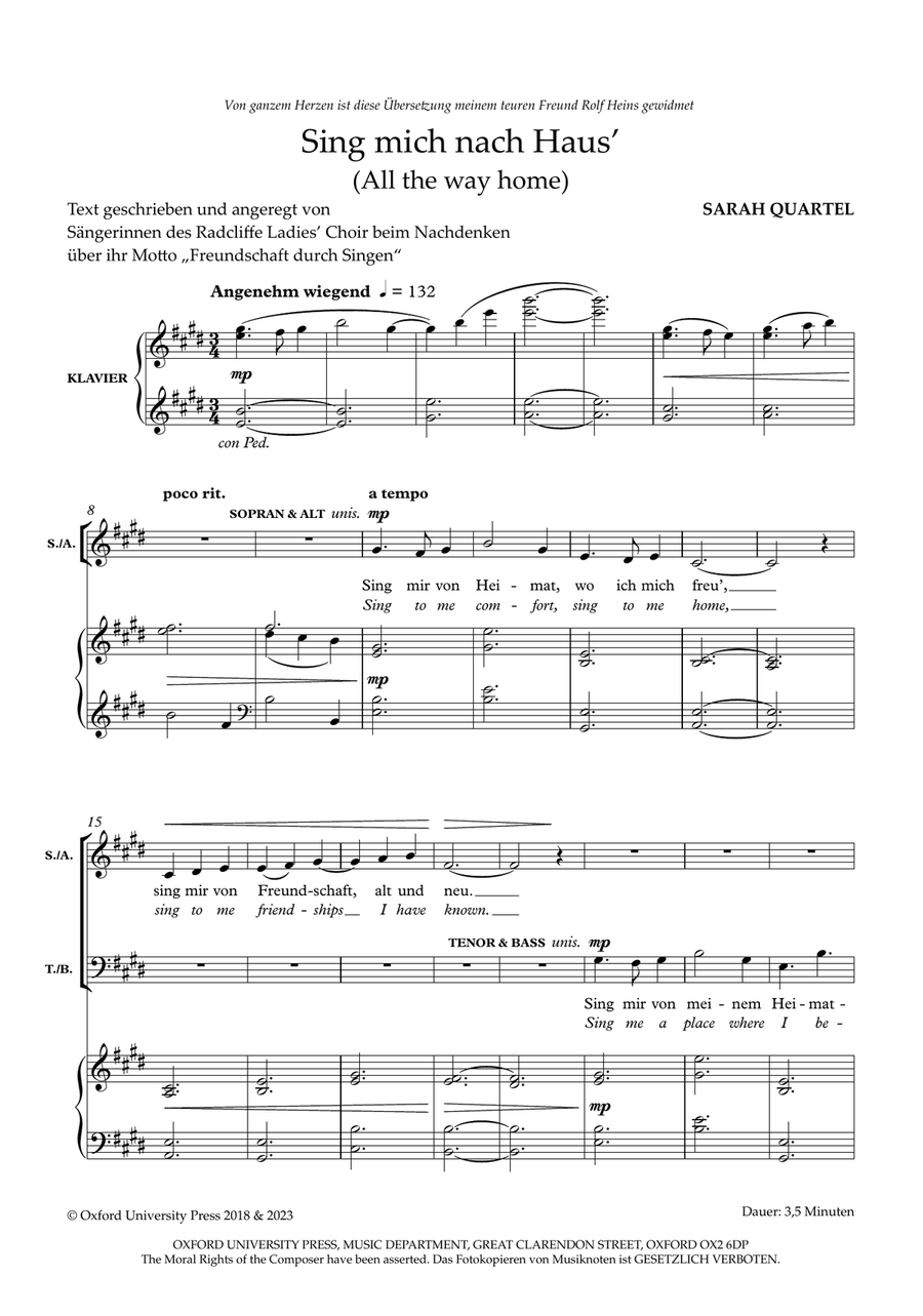 Sing mich nach Haus' (All the way home) 4-Part scores gallery preview page 2