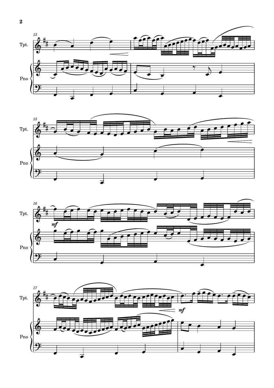 Canon Pachelbel + Free Mp3 Playback + Solo and Piano Parts B-Flat Trumpet scores gallery preview page 3