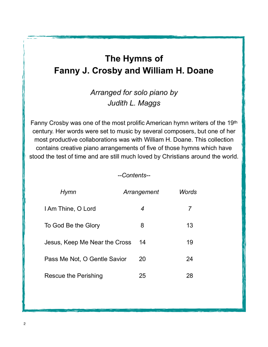 The Hymns of Fanny J. Crosby and William H. Doane (Collection) Piano Solo scores gallery preview page 2