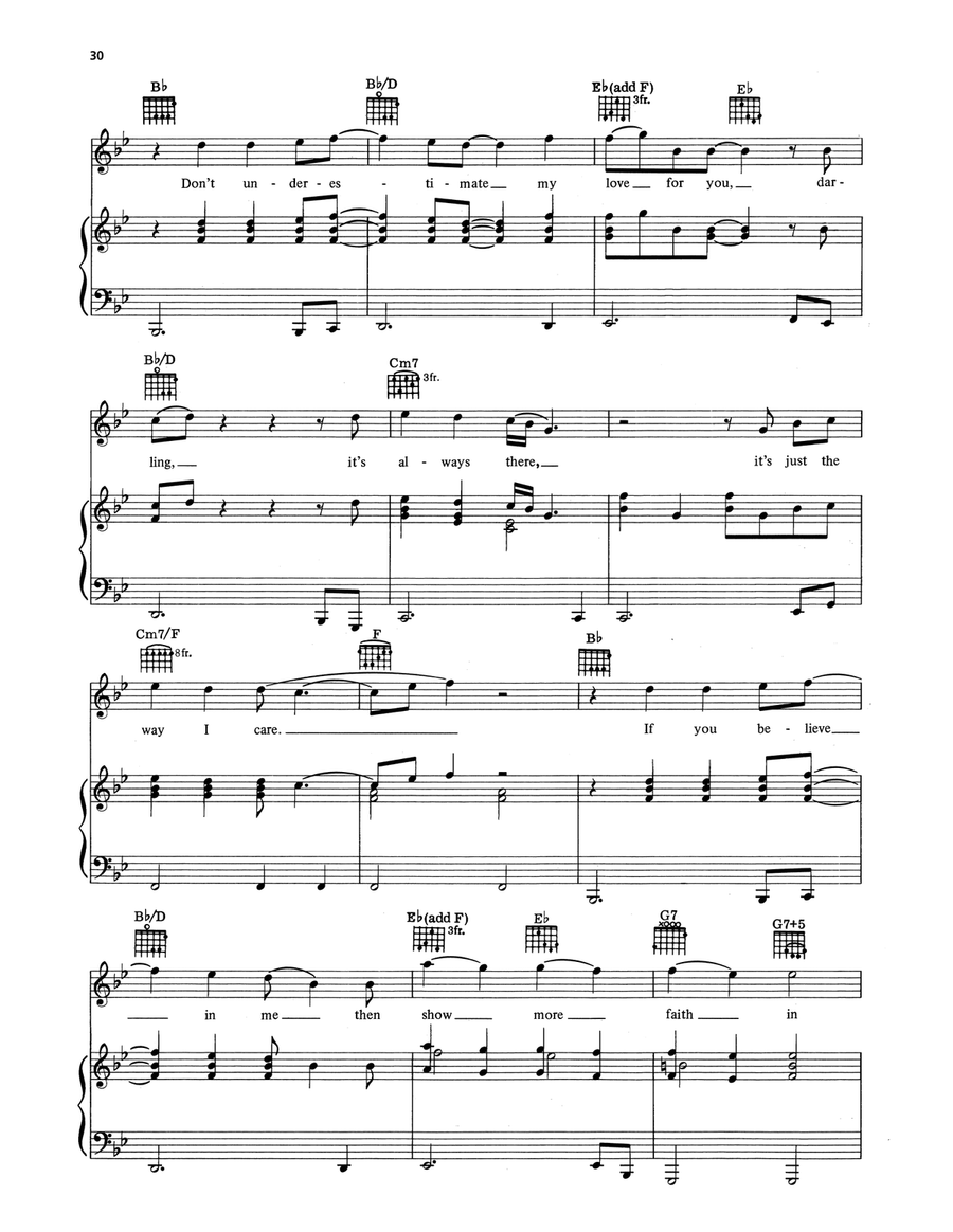 Don't Underestimate My Love For You Piano, Vocal, Guitar scores gallery preview page 3