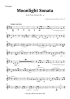 Moonlight Sonata by Beethoven for Trumpet and French Duet Brass Duet scores gallery preview page 4