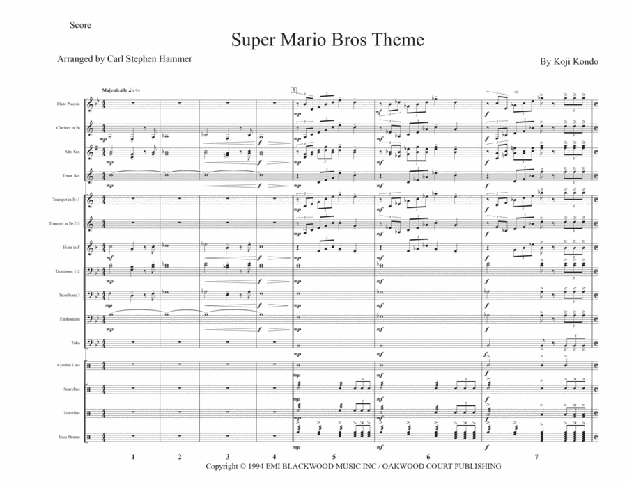 Super Mario Bros Theme Marching Band scores gallery preview page 1