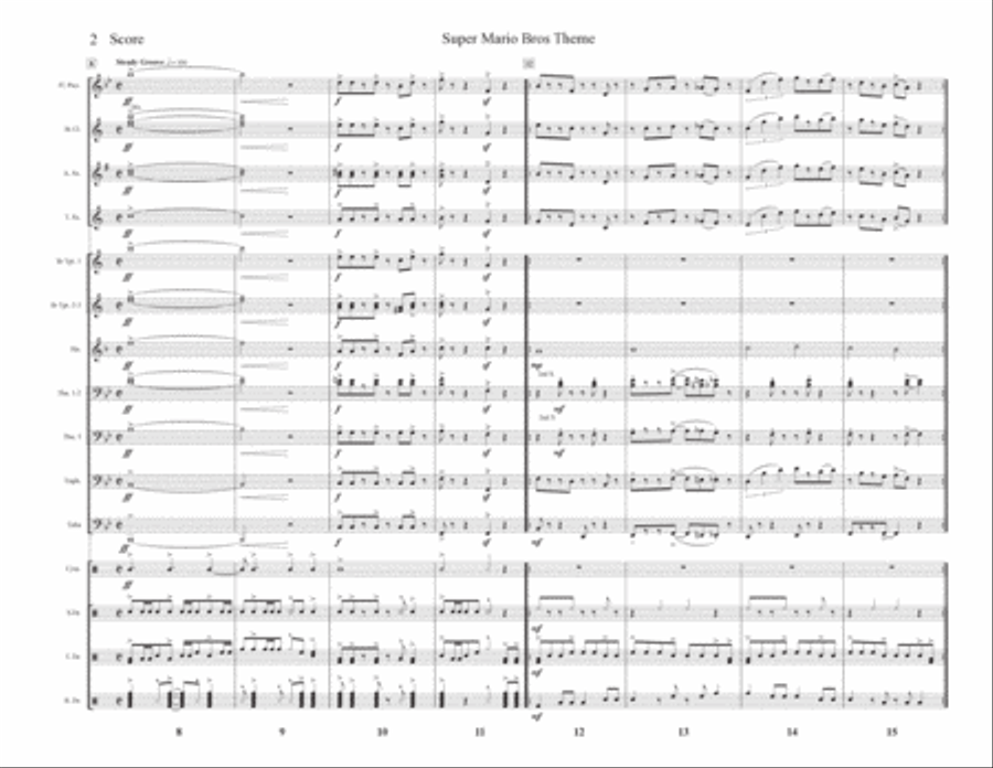 Super Mario Bros Theme Marching Band scores gallery preview page 2
