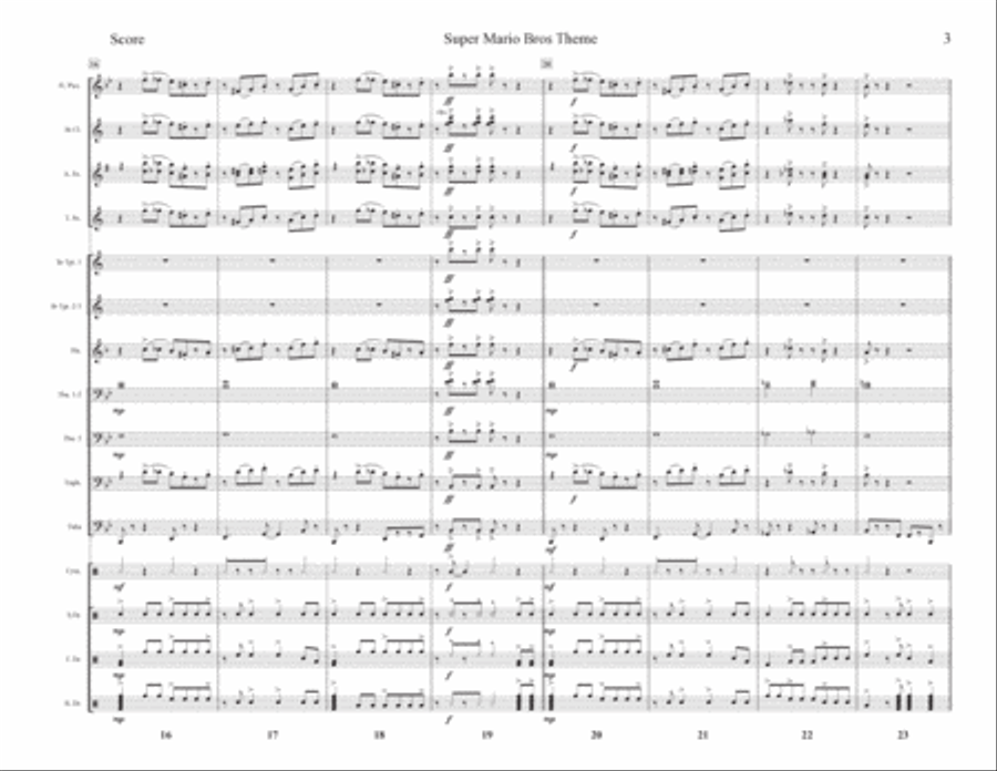 Super Mario Bros Theme Marching Band scores gallery preview page 3