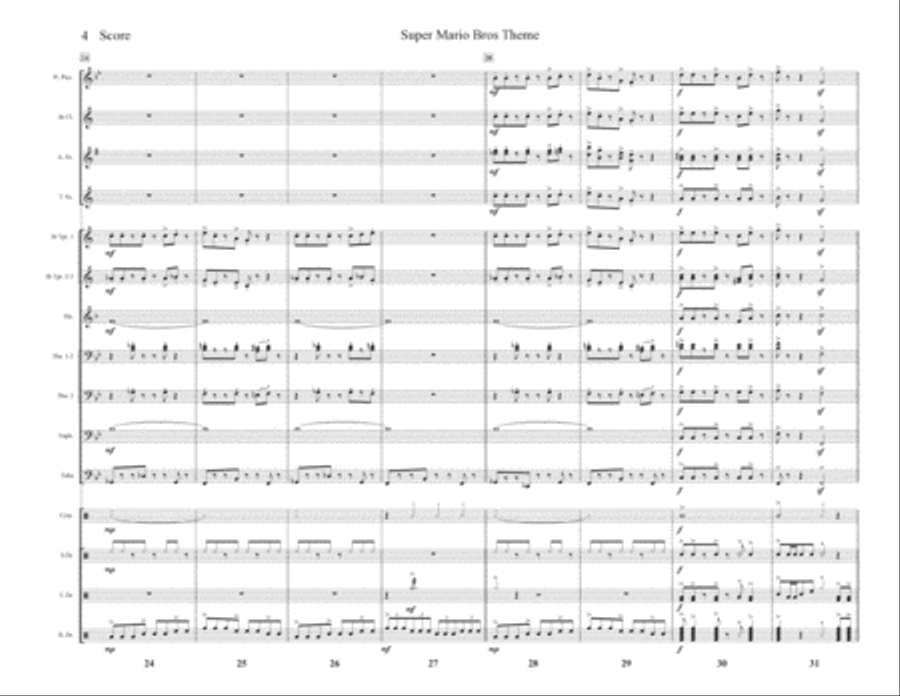 Super Mario Bros Theme Marching Band scores gallery preview page 4