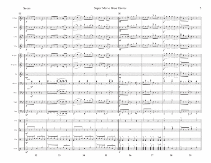 Super Mario Bros Theme Marching Band scores gallery preview page 5