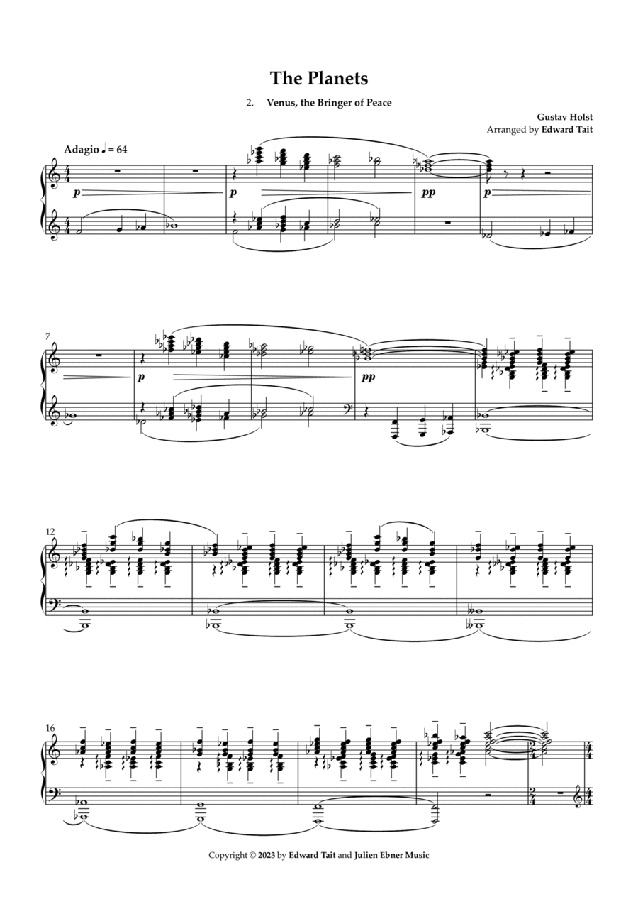 Venus (from 'The Planets') Piano Solo scores gallery preview page 1