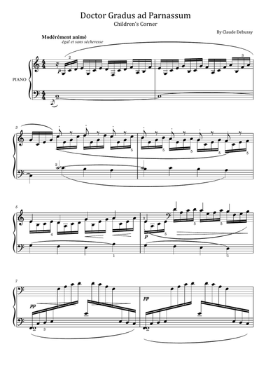 Debussy Children's Corner - Doctor Gradus ad Parnassum - Original With Fingered
