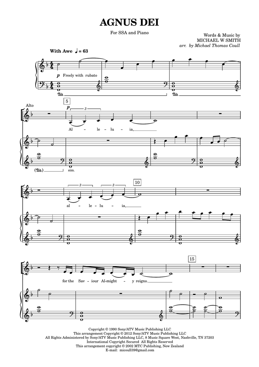 Agnus Dei SSA scores gallery preview page 3