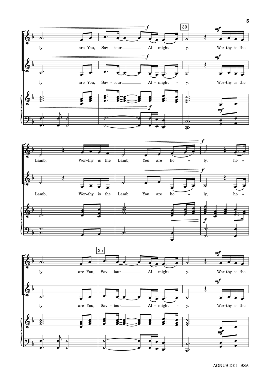 Agnus Dei SSA scores gallery preview page 5