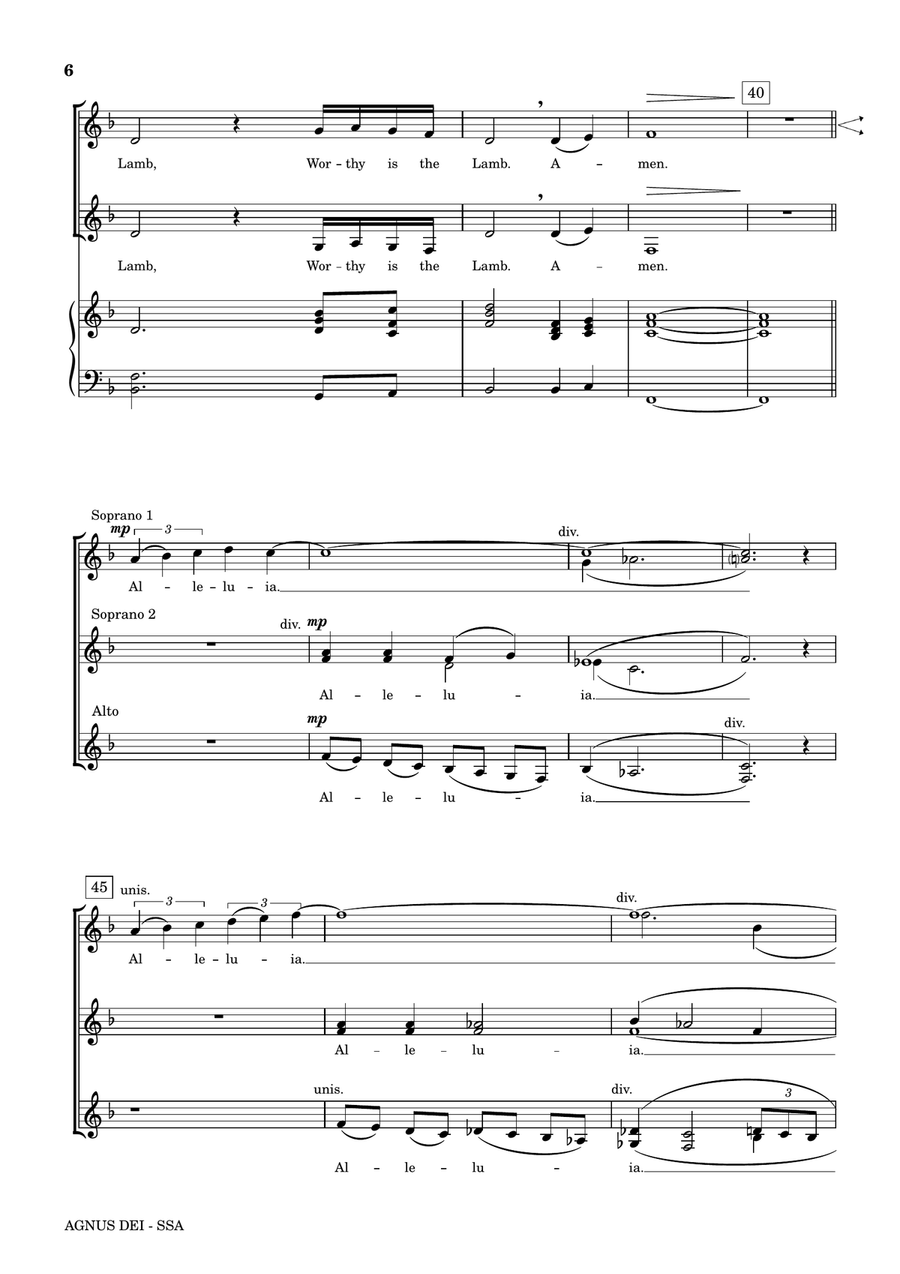 Agnus Dei SSA scores gallery preview page 6