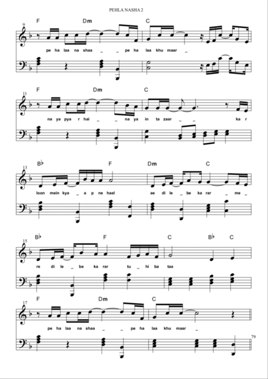 PEHLA NASHA | FILM : JO JEETA WOH SIKKANDAR | PIANO SHEET MUSIC Piano Method scores gallery preview page 2