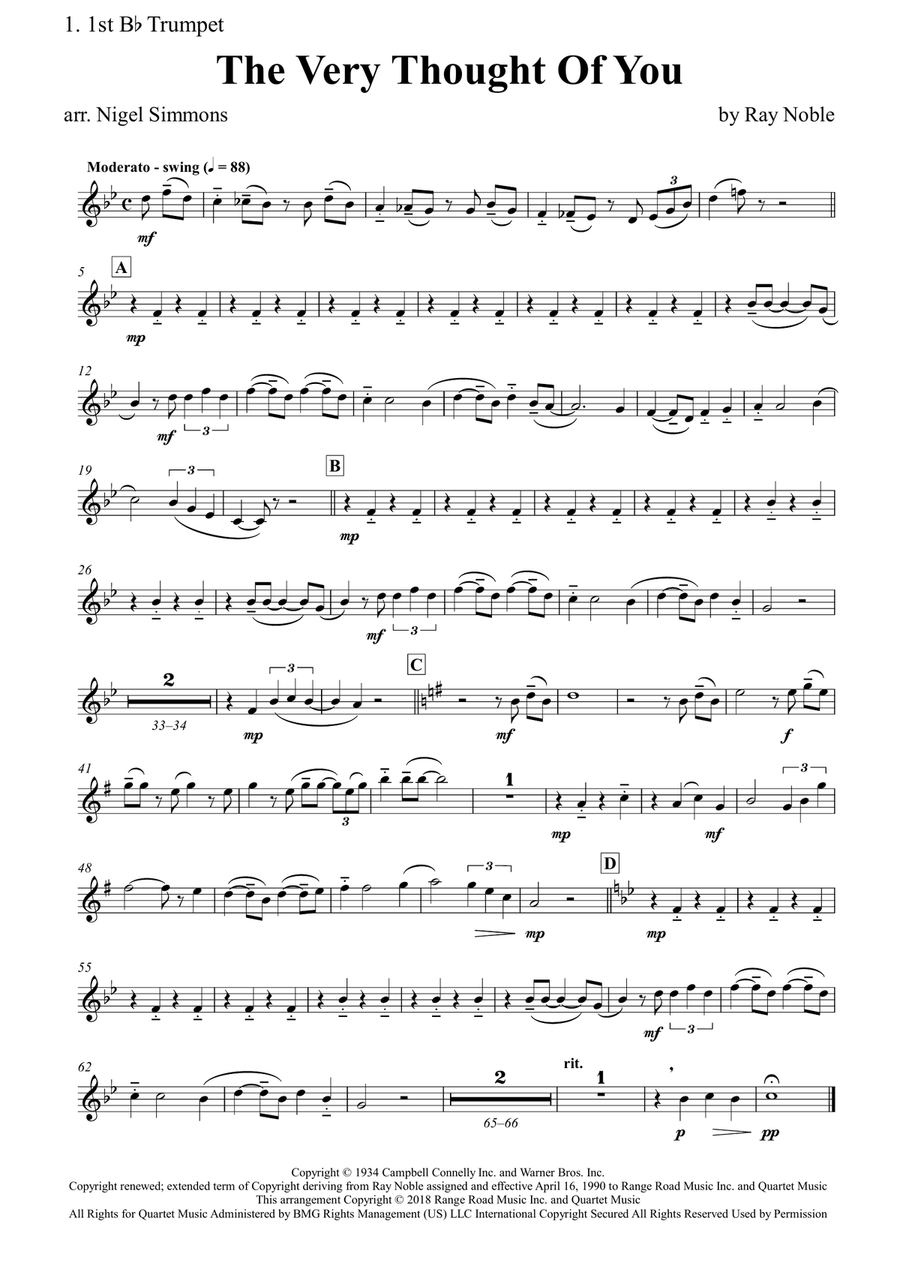 The Very Thought Of You Brass Quintet scores gallery preview page 4